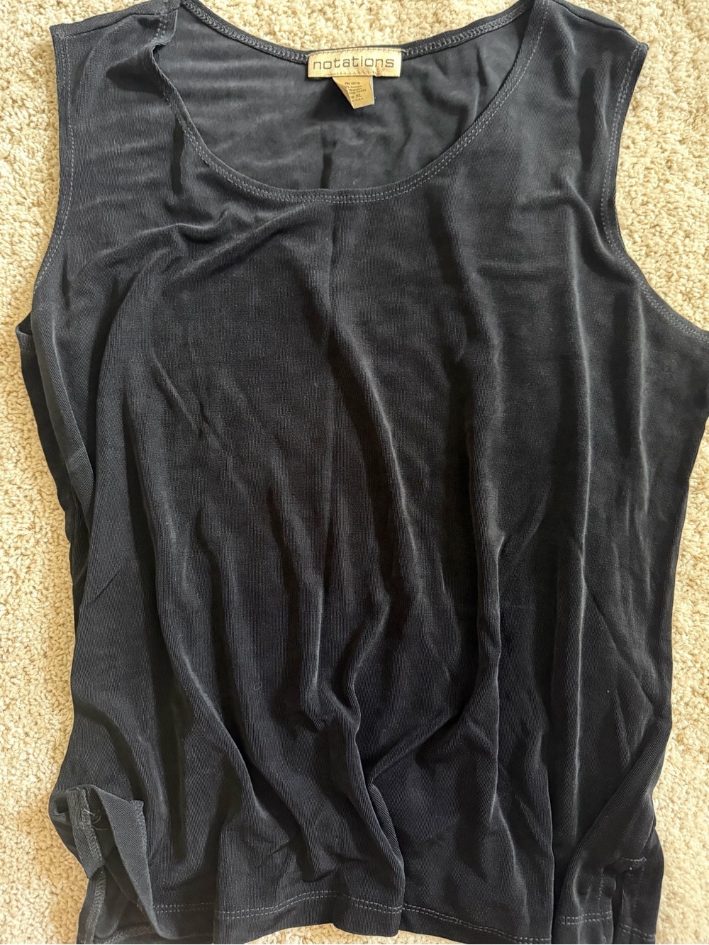 Notations Black Sleeveless Scoop Neck Tank